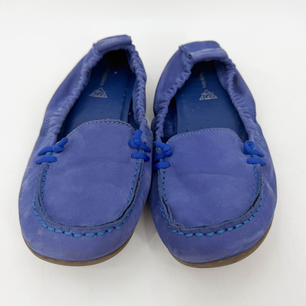 Hush Puppies Chaste Ballet Flats Blue Nubuck Leather Moccasin Loafers Size 8 - Picture 2 of 9